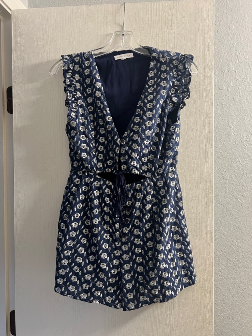 Honey Punch Navy Blue Floral Romper